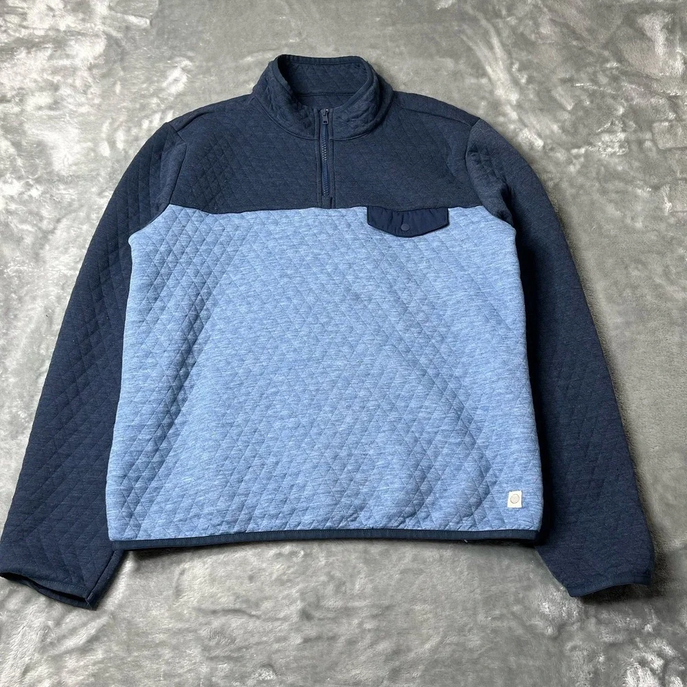 Marine Layer Sweater Men Size Medium  Quilted Design Pullover Tiny Blemish